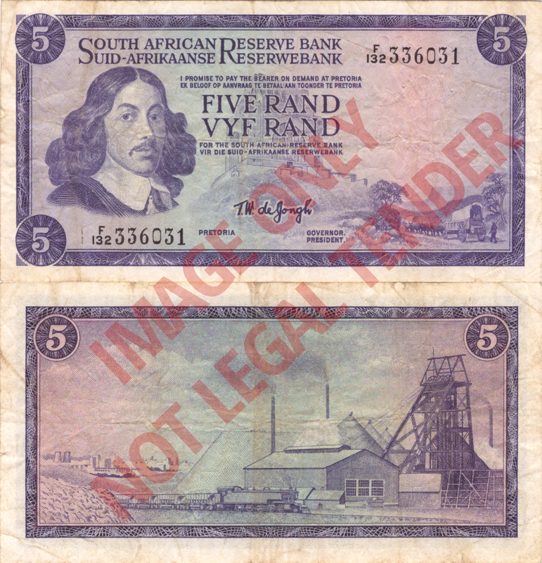 South Africa R5 Second Series - TW de Jongh  Banknote [F132 336031]
